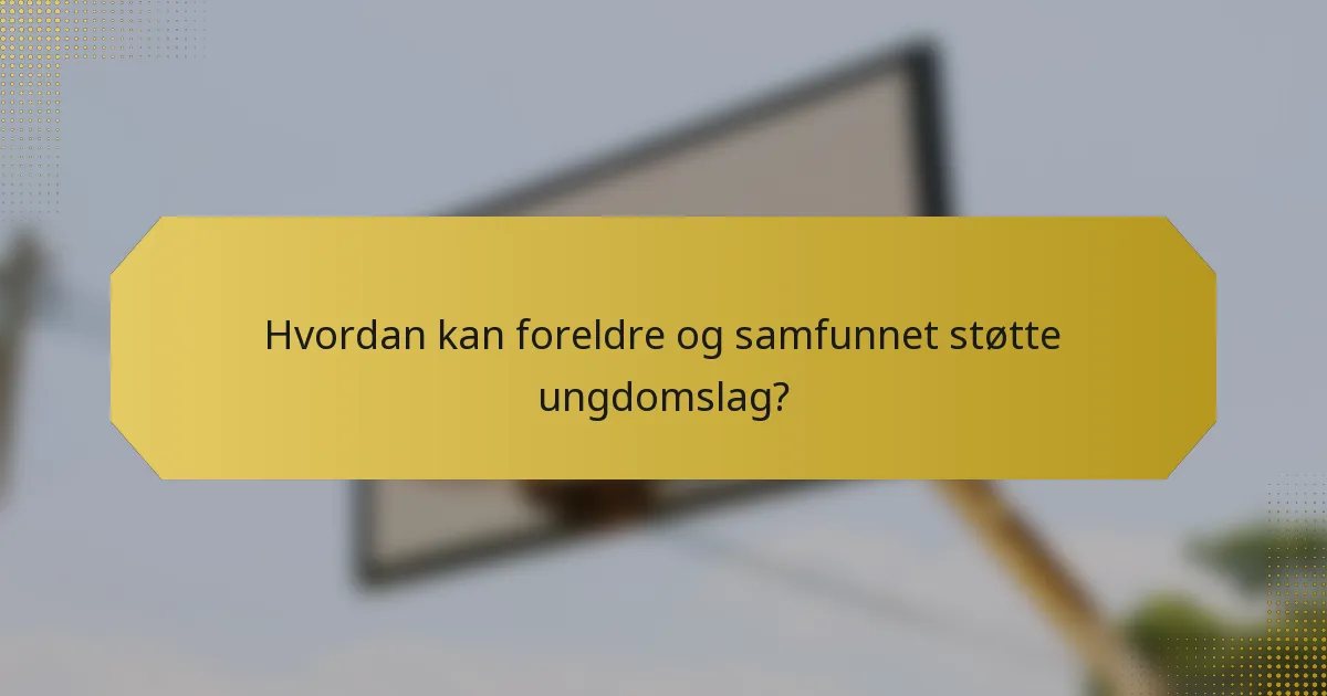 Hvordan kan foreldre og samfunnet støtte ungdomslag?